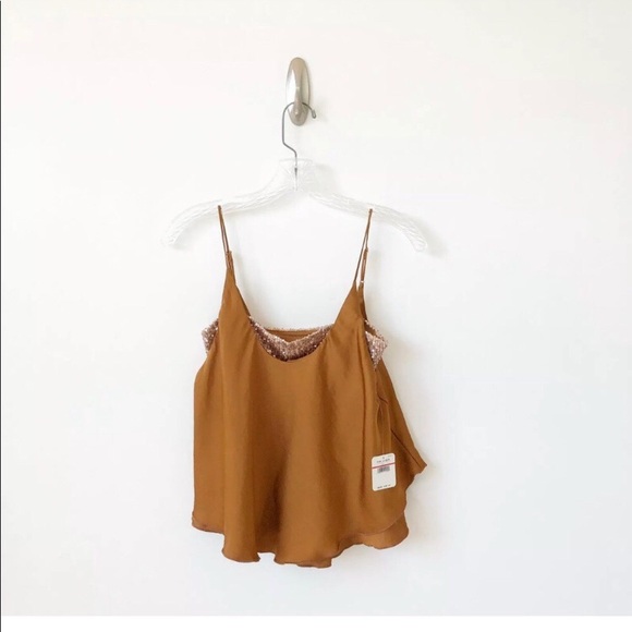 FP Rose-Gold Sparkling Mesh Bandeau with Shimmering Amber Adjustable Camisole - Picture 15 of 16